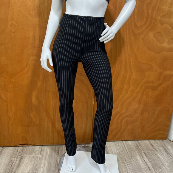 ASOS DESIGN Women’s Tailored Slim Pinstripe Pants Size 2 Side Zip Slit & Raw Hem - Picture 1 of 13